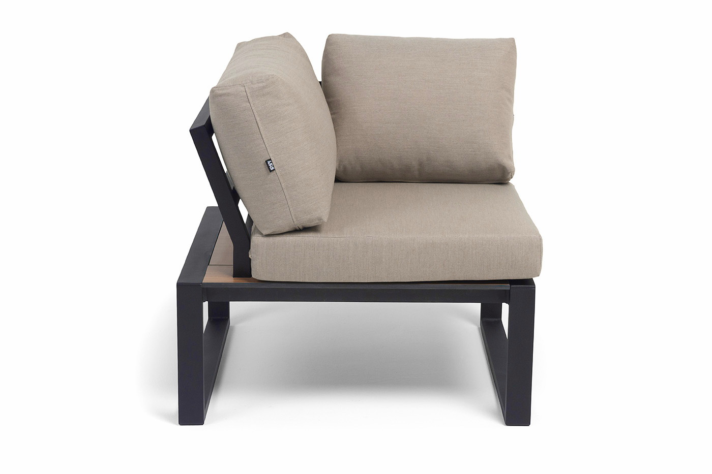 Тулон угловой модуль, каркас алюминий, HPL дуб, черный муар, ткань бежевая 15052 фото 3