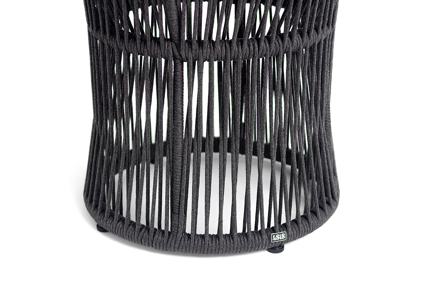 Романо журнальный стол из HPL круглый Ø45 H47, каркас из алюминия черный муар, цвет черный мрамор, роуп темно серый круглый фото 3