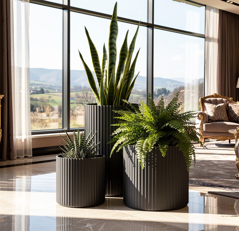 Кашпо TERRAFAKTURA Рифлоу D40H40 Маренго фото 5