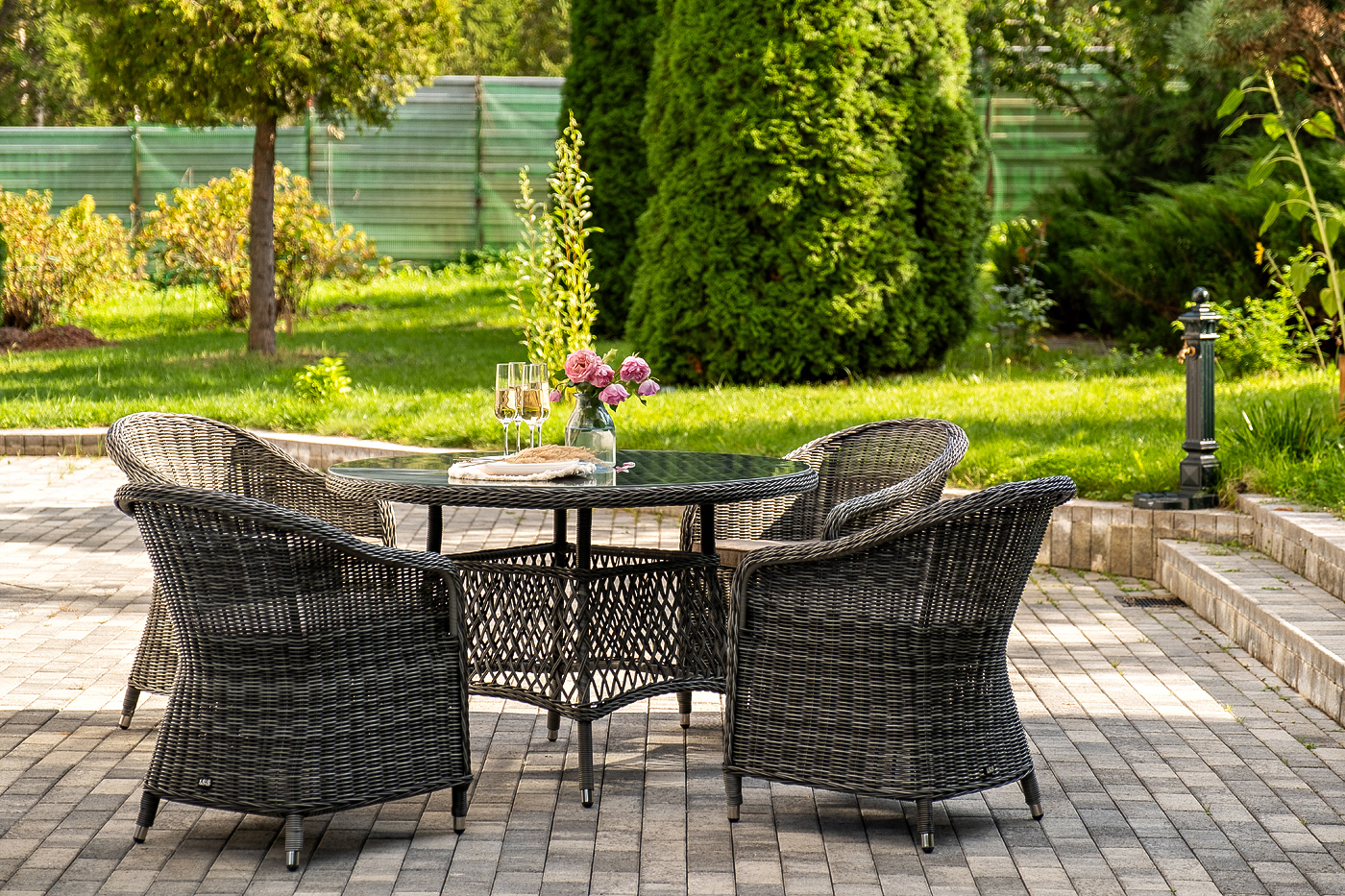 Равенна обеденная группа плетеная, цвет графит фото 3