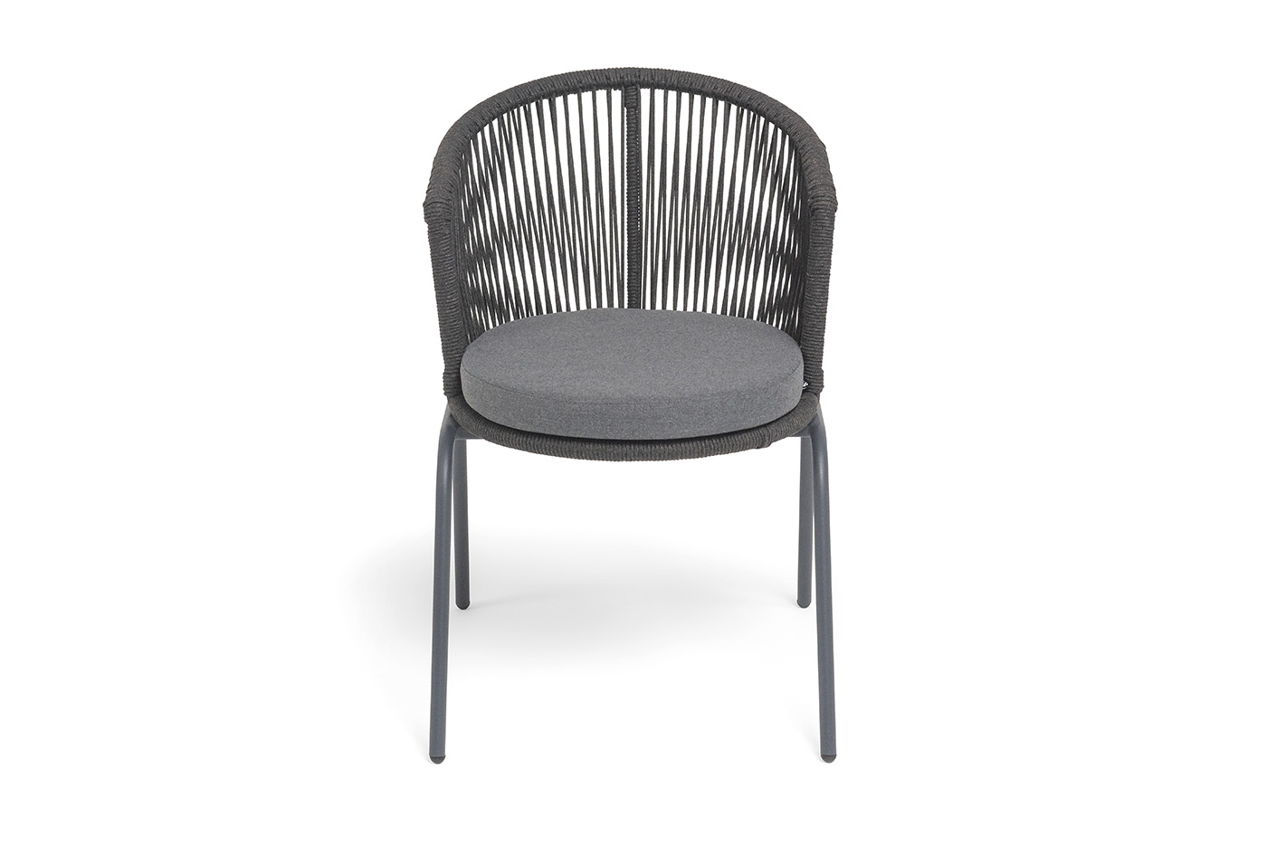 Люксембург стул плетеный из роупа, каркас из стали темно-серый (RAL7024) муар, роуп темно-серый круглый, ткань темно-серая 027 фото 3
