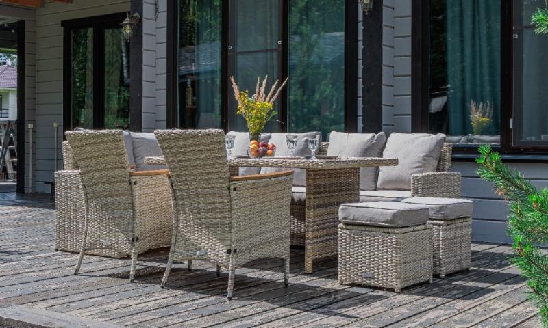 Угловой комплект Zorro Wood Double Royal Family из искусственного ротанга, цвет бежевый фото 1