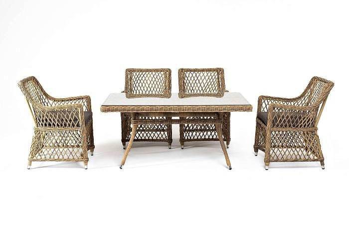 Обеденная Латте–140 L 4SIS группа плетеная, цвет соломенный фото 2