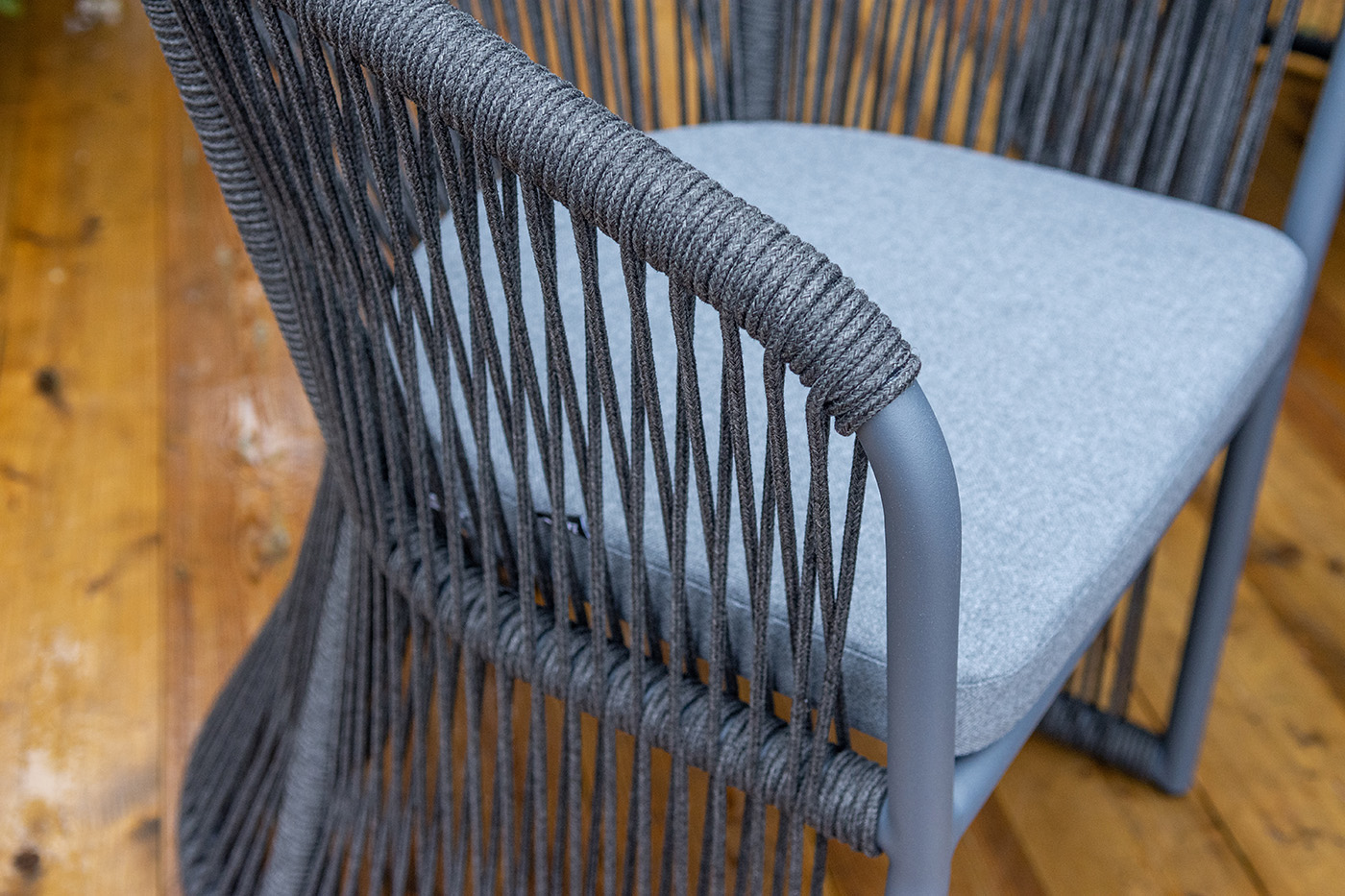 Романо обеденная группа на 6 персон, каркас темно-серый, роуп темно-серый фото 7