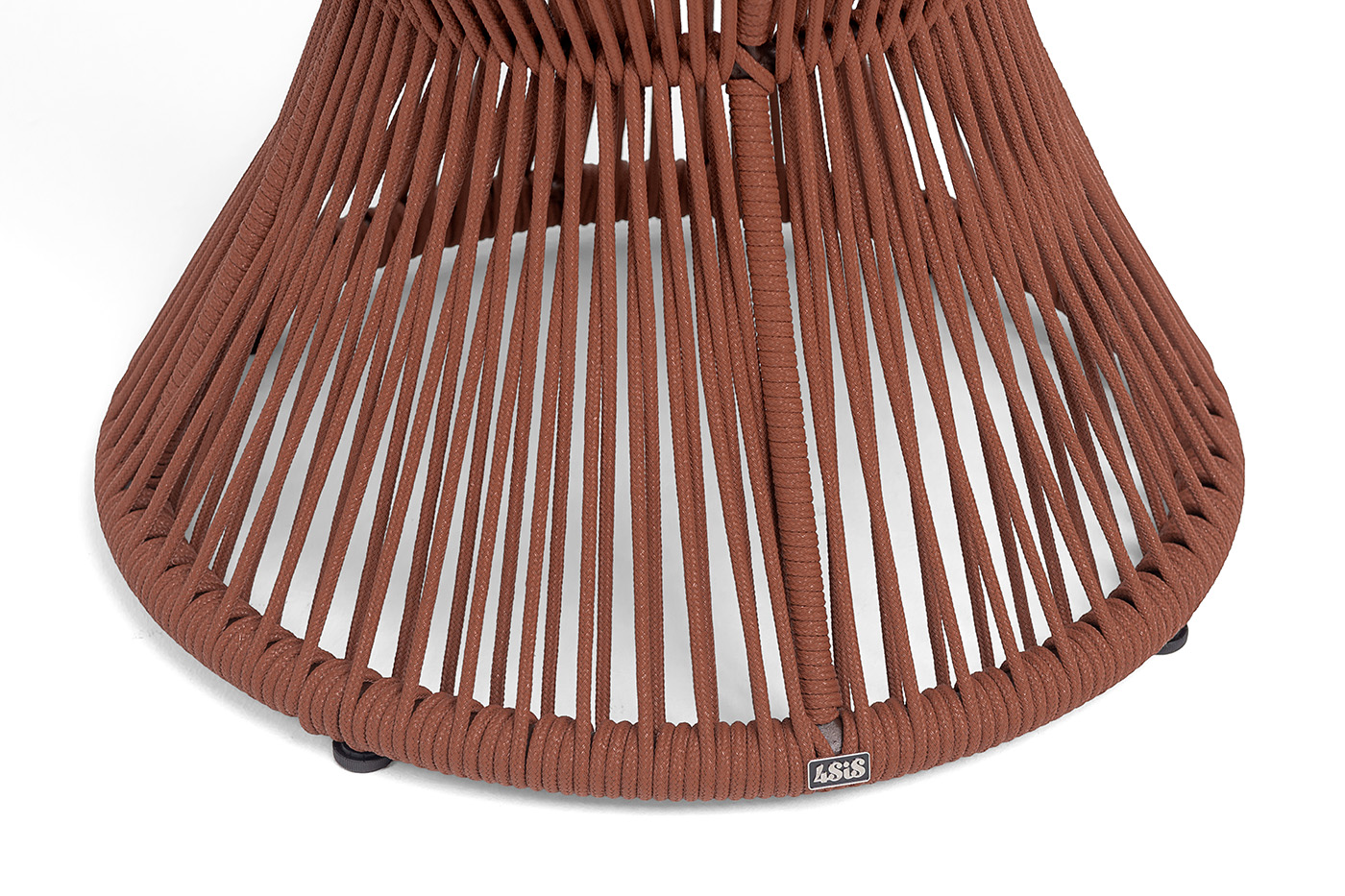 Мадрид журнальный стол из HPL круглый Ø50 H55, каркас из алюминия коричневый (RAL8016) муар, цвет дуб, роуп красный (8372) круглый tex фото 4