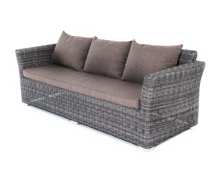 Диван трехместный Капучино 4SIS из искусственного ротанга, цвет графит фото 1