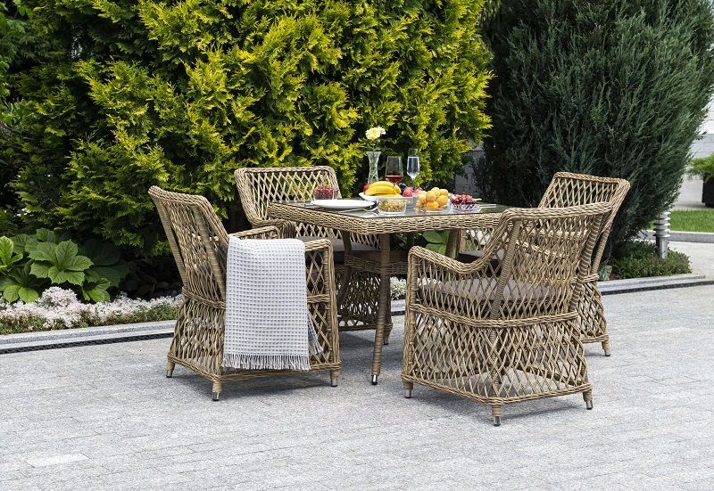 Плетеный стол Айриш 4SIS из искусственного ротанга, цвет соломенный фото 4