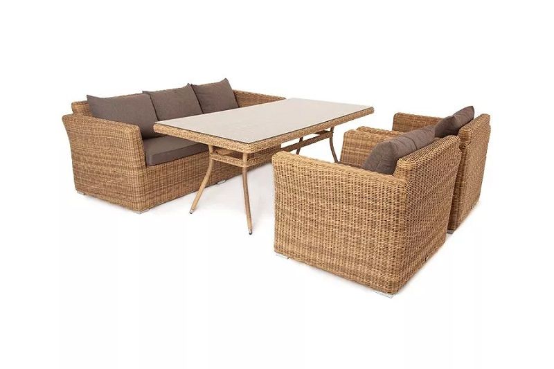 Обеденная группа Моккачино 4SIS из искусственного ротанга, цвет соломенный фото 1