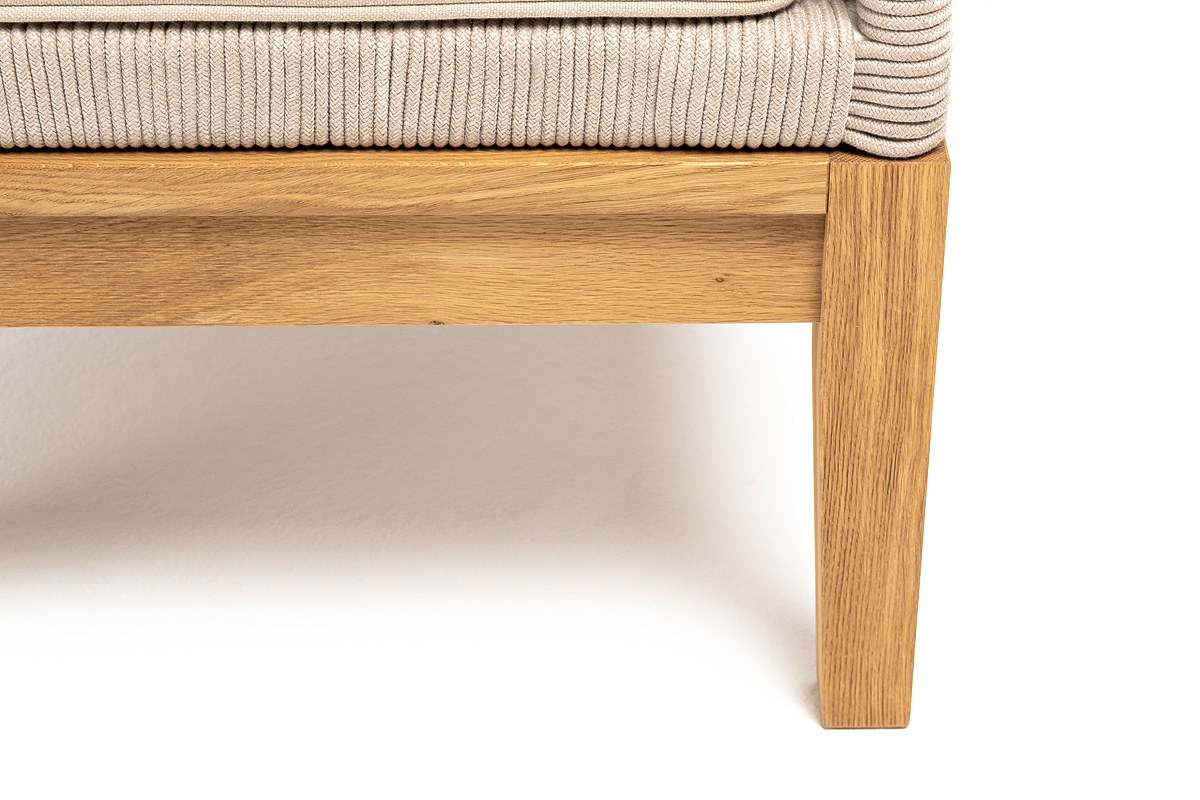 Канны кресло плетеное из роупа, основание дуб, роуп бежевый круглый, ткань бежевая 15052 фото 4