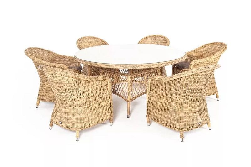 Обеденная группа Эспрессо-150 R 4SIS из искусственного ротанга, цвет соломенный фото 1