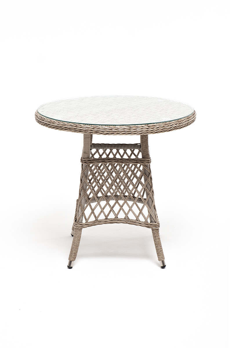 Эспрессо плетеный круглый стол, диаметр 80 см, цвет бежевый фото 2