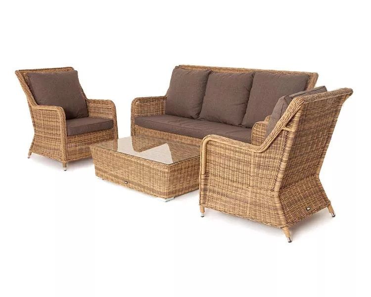 Лаунж-зона Гляссе 4SIS из искусственного ротанга, цвет соломенный фото 1