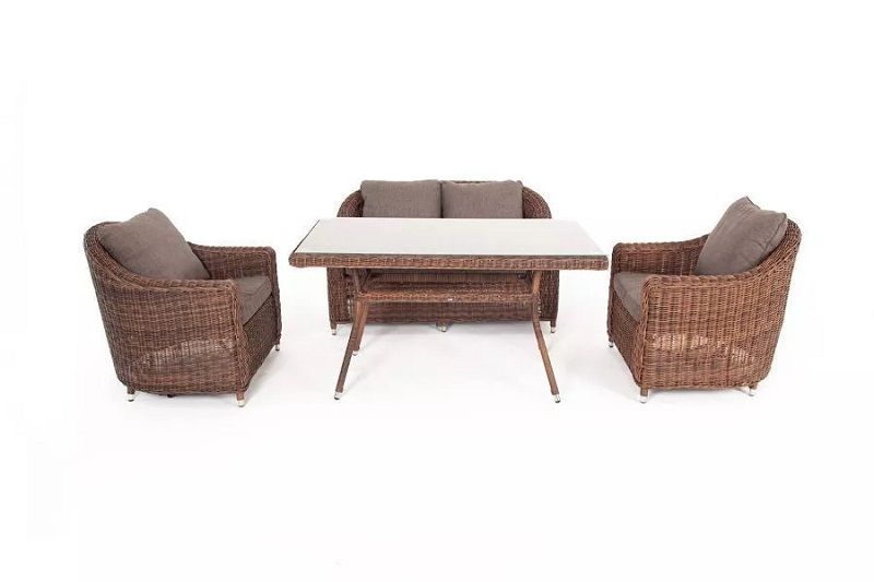 Обеденная группа Кон Панна 4SIS из искусственного ротанга, цвет коричневый фото 3