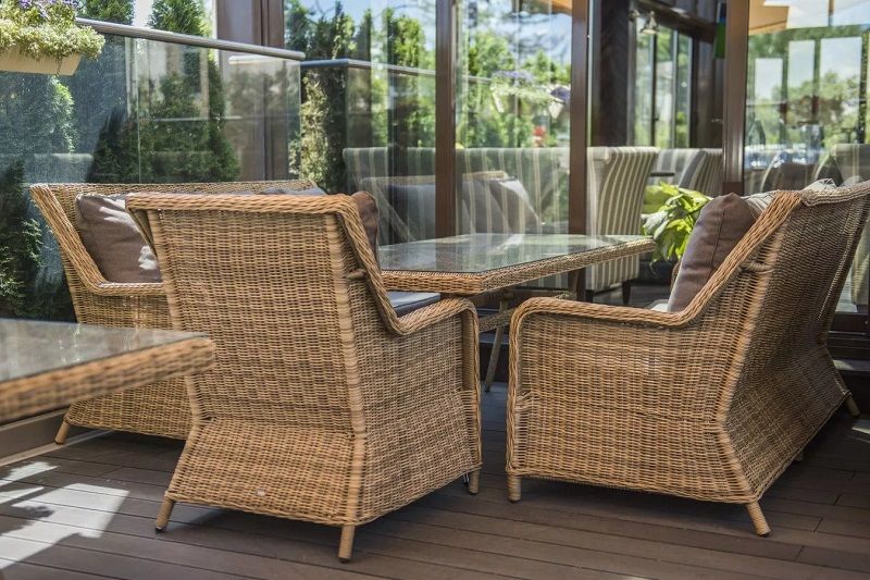 Плетеное кресло Гляссе 4SIS из искусственного ротанга, цвет соломенный фото 5