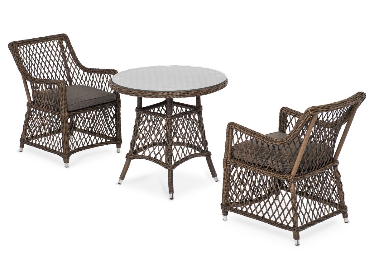 Обеденная группа Эспрессо-80 L 4SIS из искусственного ротанга, цвет коричневый фото 1