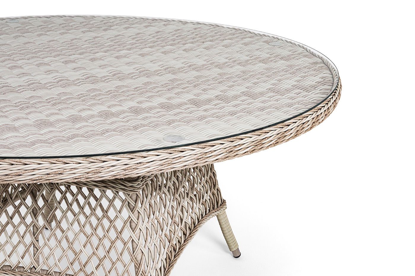 Эспрессо плетеный круглый стол, диаметр 150 см, цвет бежевый фото 3