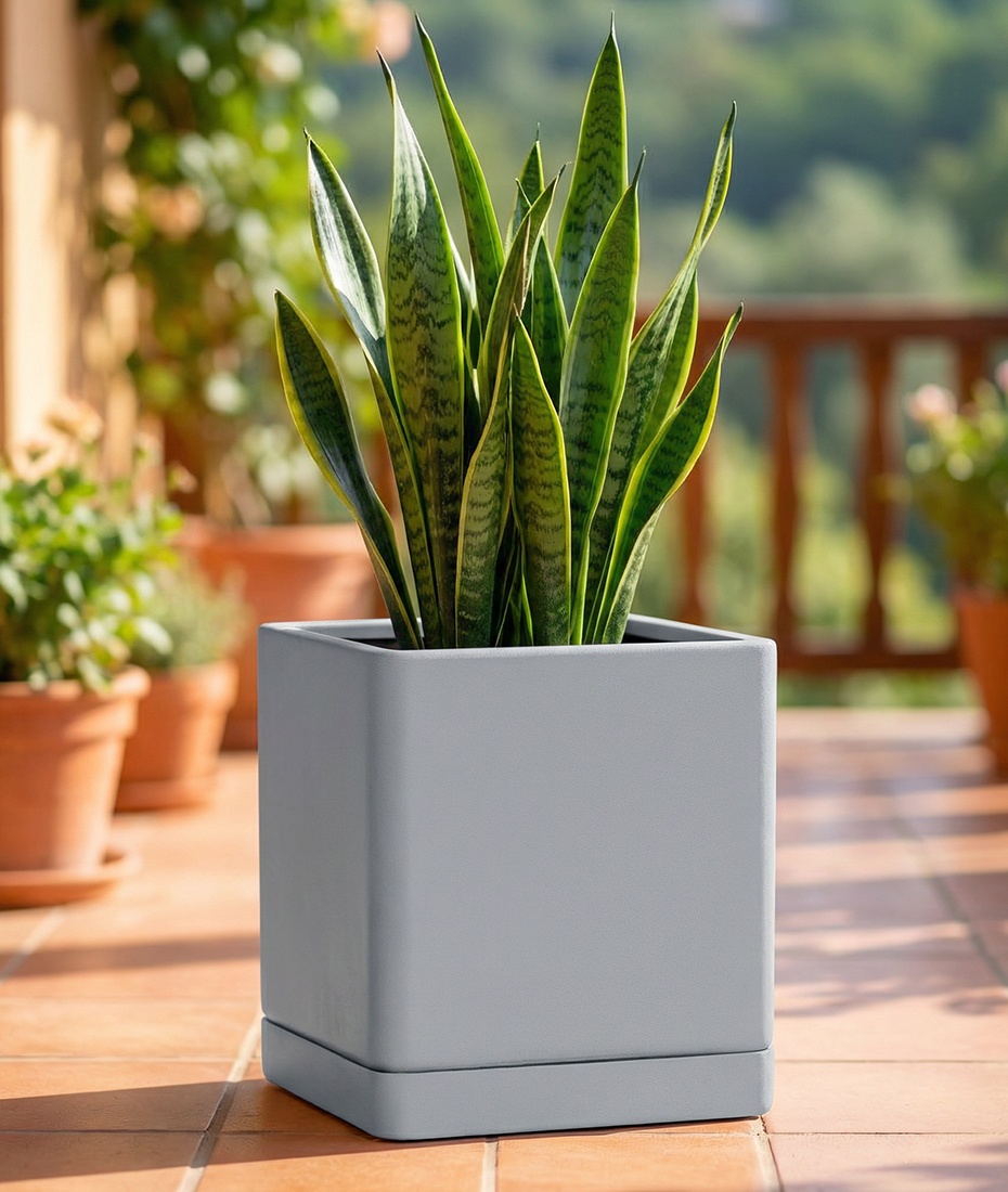 Кашпо TERRAFAKTURA Квадро 40x40x40 Арктик Грей фото 1