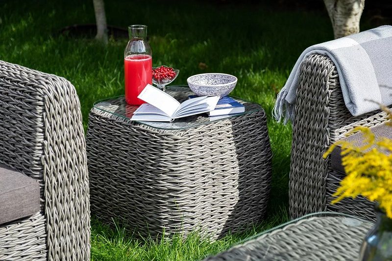 Столик кофейный Кальяри 4SIS из искусственного ротанга (гиацинт), цвет серый фото 4