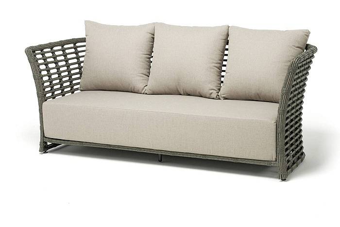 Диван Валенсия 4SIS из искусственного ротанга трехместный, цвет серый фото 1