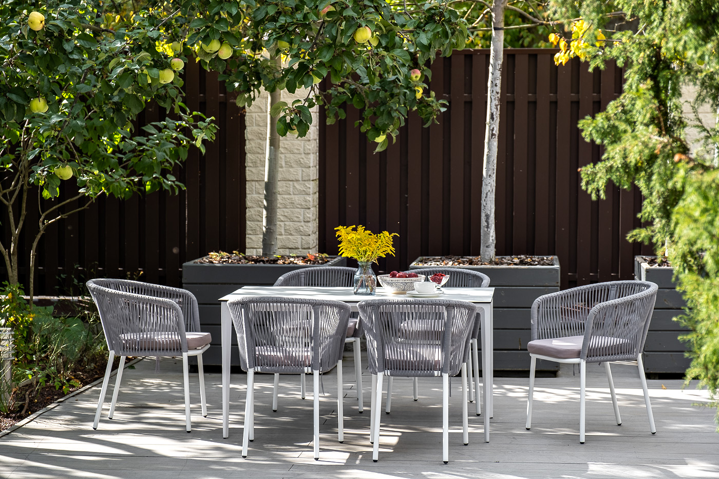 Малага обеденный стол из HPL 140х80см, цвет молочный, каркас белый фото 7