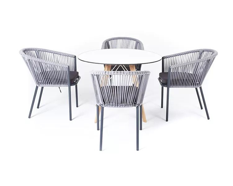 Обеденная группа Франческо 4SIS из роупа (веревки), цвет серый фото 2