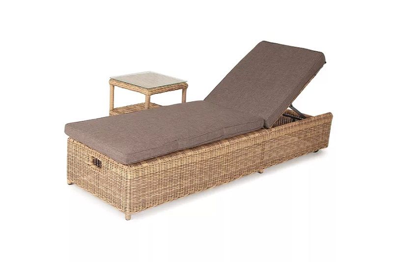 Комплект шезлонг со столиком Рим 4SIS из искусственного ротанга, цвет соломенный фото 2