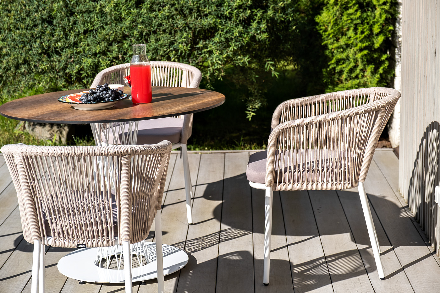 Диего обеденная группа на 4 персоны, круглый стол дуб, цвет бежевый фото 6