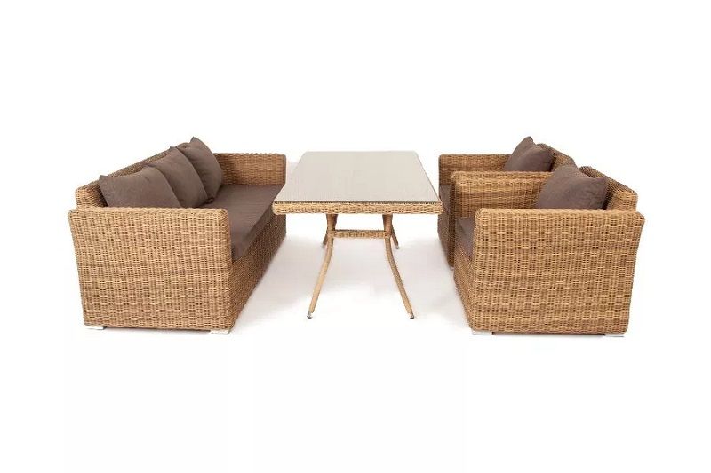 Обеденная группа Моккачино 4SIS из искусственного ротанга, цвет соломенный фото 3