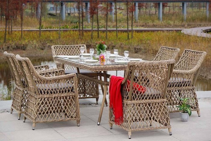 Обеденная Латте 4SIS группа плетеная, цвет соломенный фото 2