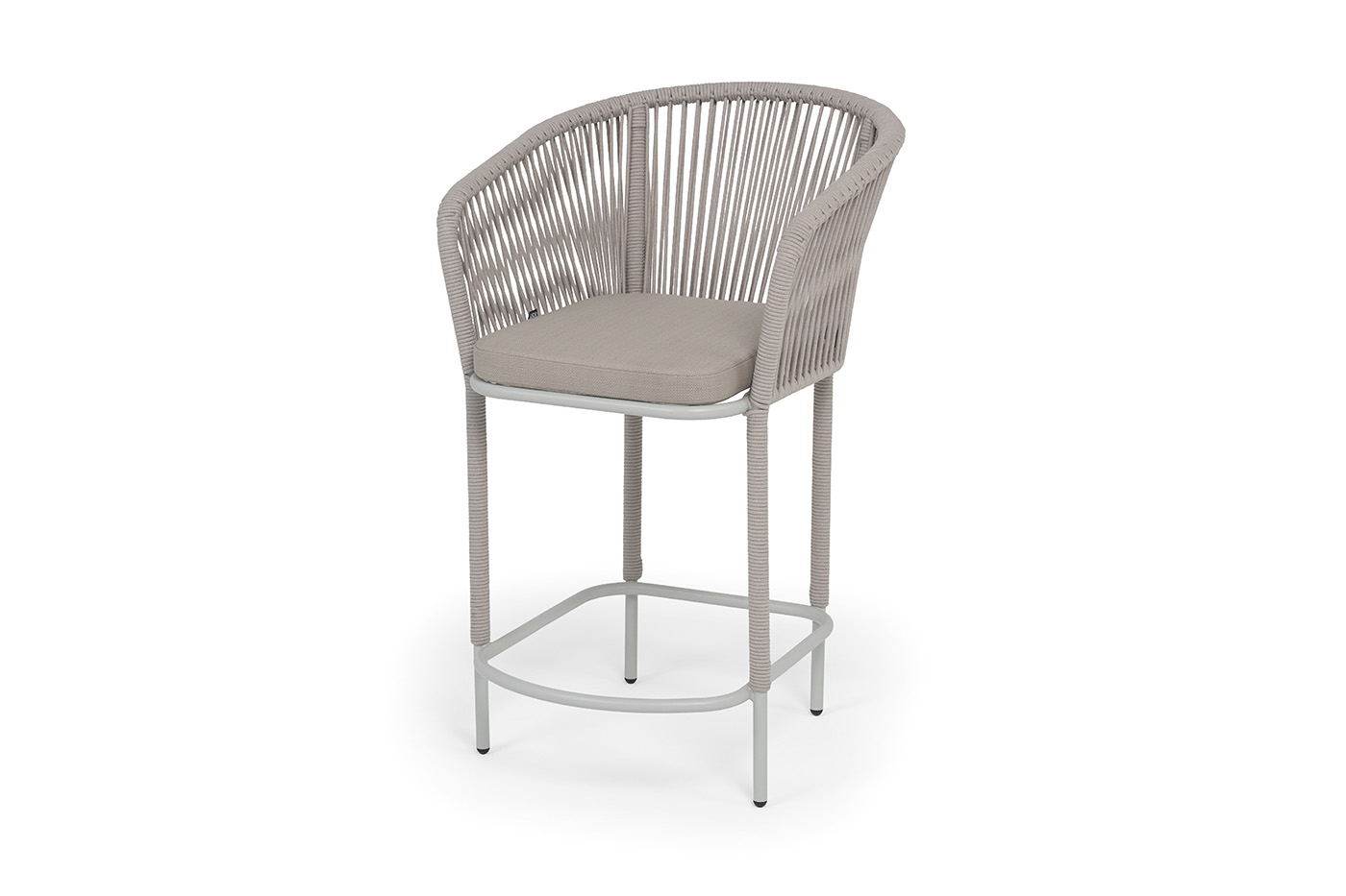 Марсель стул полубарный плетеный из роупа, каркас из стали светло-серый (RAL7035) муар, роуп бежевый круглый, ткань Mossle бежевая, пос.H65 фото 1