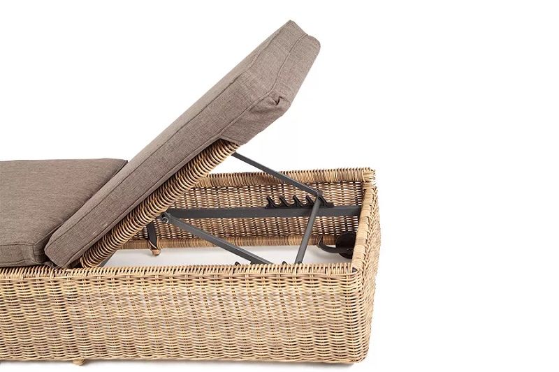 Шезлонг Рим 4SIS из искусственного ротанга, цвет соломенный с подушкой фото 5