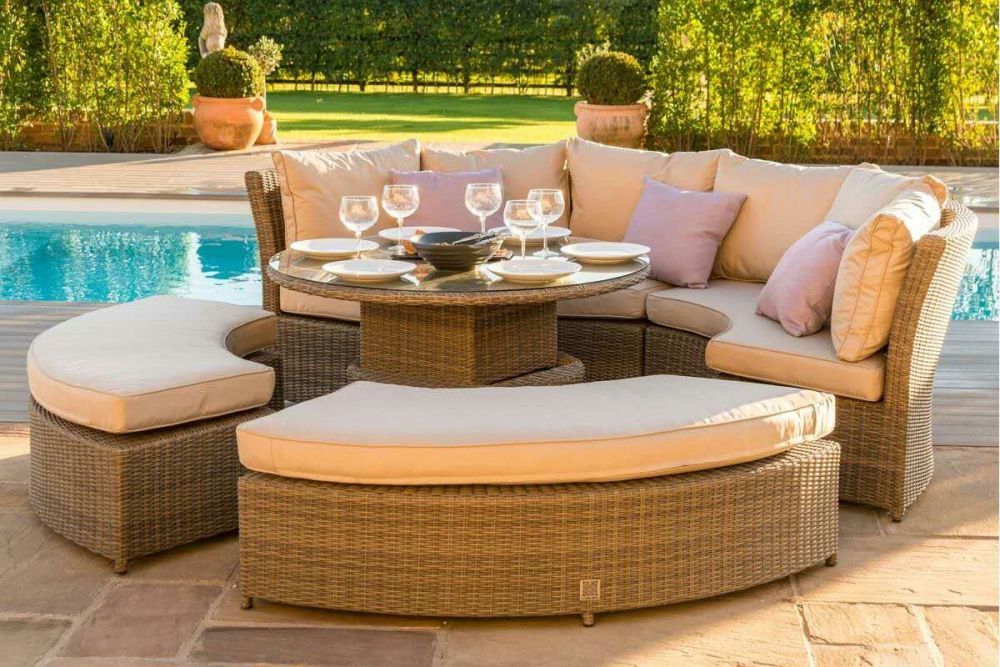 Диван-трансформер из искусственного ротанга со столом AFM-350B Beige фото 1