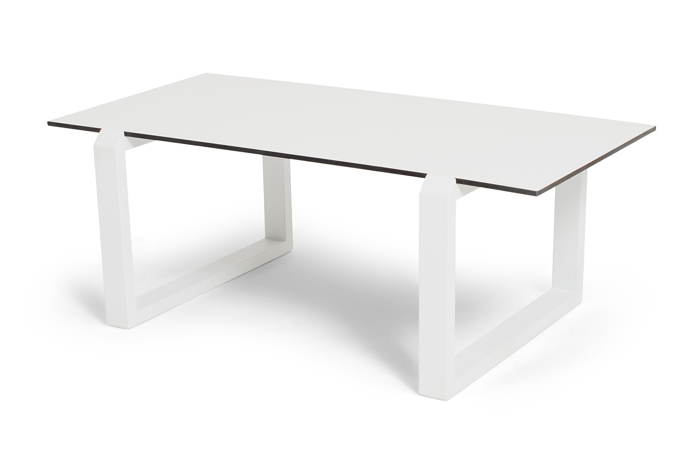 Варадеро журнальный стол из HPL 110х60 H43, каркас алюминий белый муар, цвет столешницы молочный фото 3