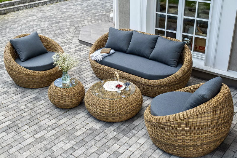 Лаунж-Зона Барселона 4SIS из искусственного ротанга, цвет соломенный фото 1