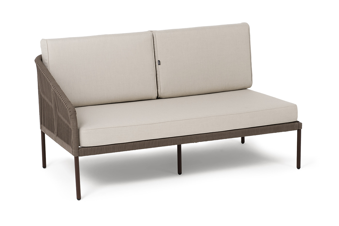 Канны правый модуль плетеный из роупа, каркас алюминий коричневый (RAL8016) муар, роуп коричневый круглый, ткань бежевая 15052 фото 3