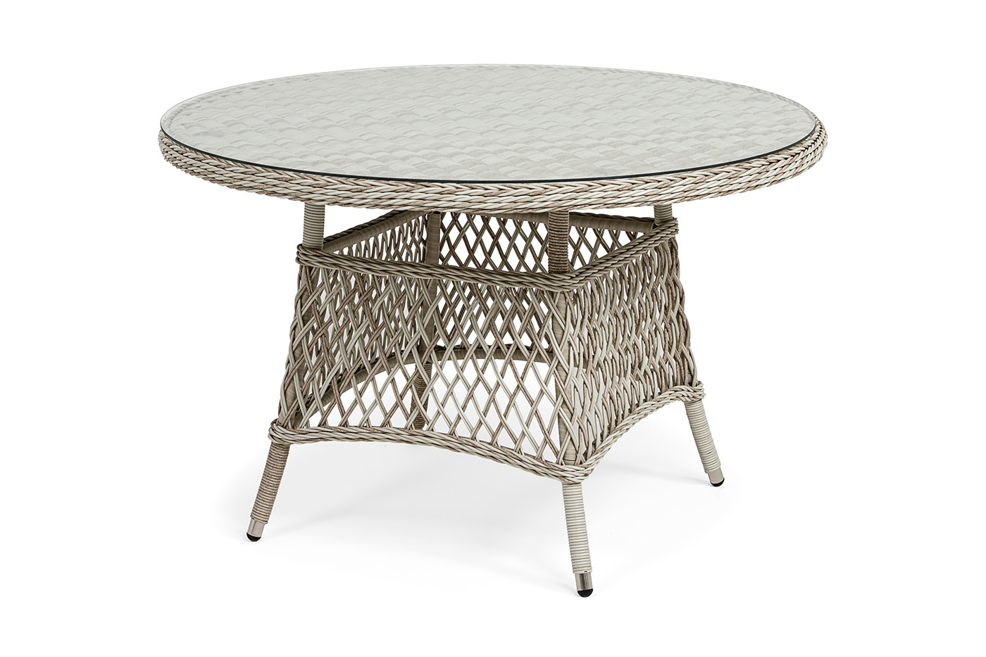 Эспрессо плетеный круглый стол, диаметр 118 см, цвет бежевый фото 1