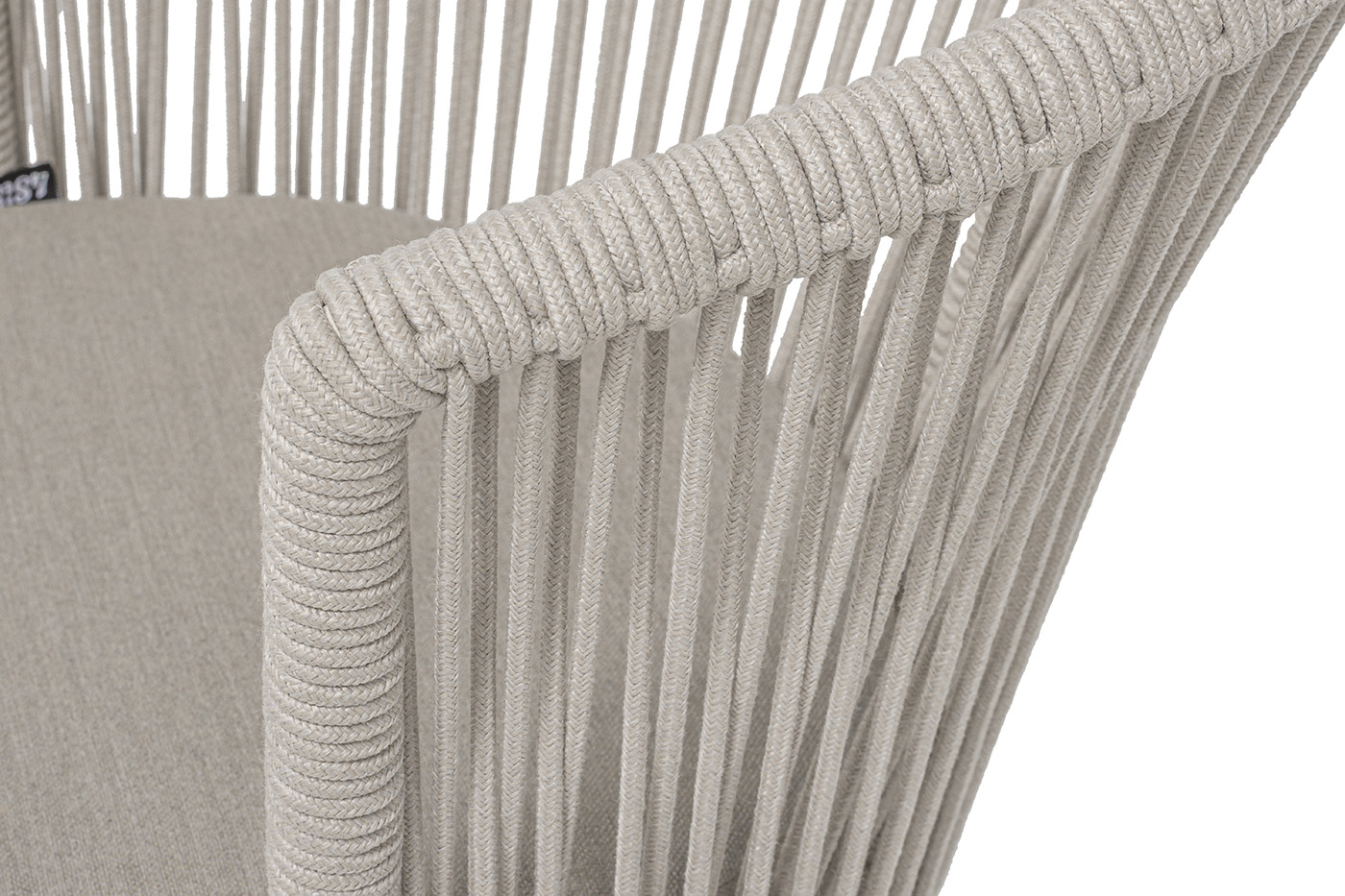 Люксембург стул плетеный из роупа, каркас из стали (RAL1013) муар, роуп бежевый круглый, ткань бежевая 15052 фото 7