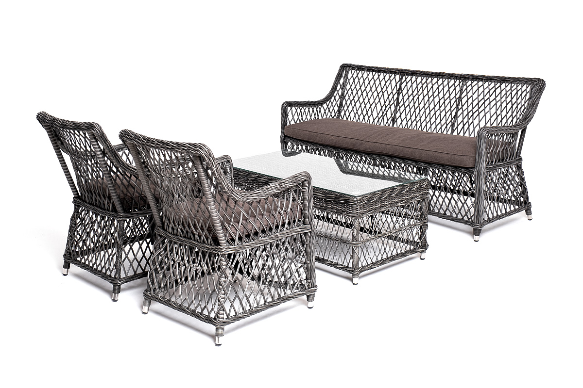 Асти лаунж-зона из искусственного ротанга на 4 персоны, цвет графит фото 1