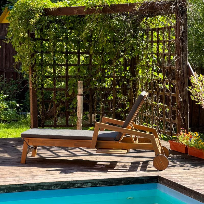 Шезлонг Paolo Royal Family на колесиках из акации фото 2