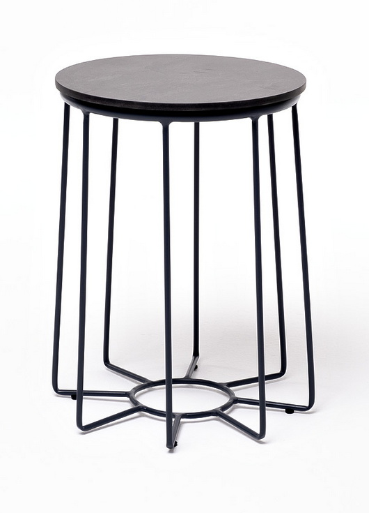 Эквадор журнальный стол из HPL круглый Ø40 H55, каркас из алюминия темно-серый (RAL 7024) муар, цвет столешницы серый гранит фото 1