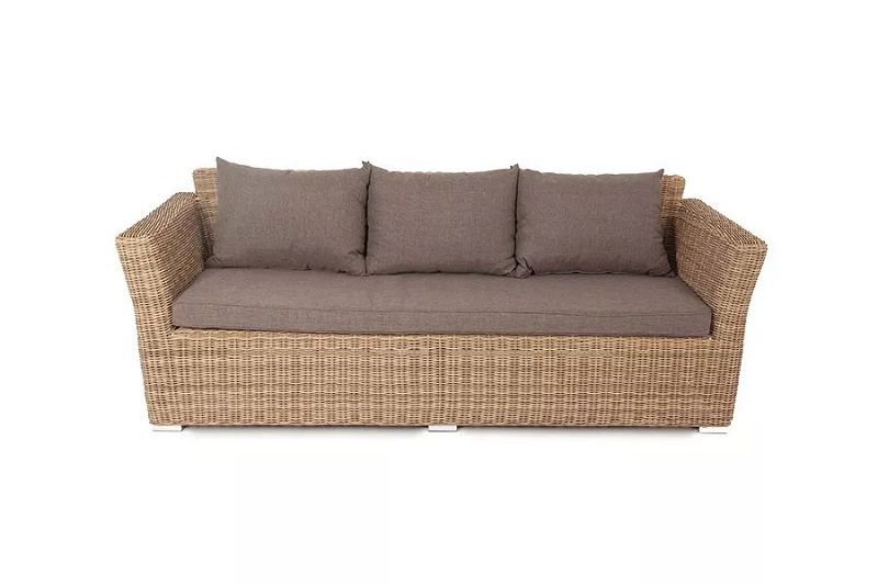 Диван трехместный Капучино 4SIS из искусственного ротанга, цвет соломенный фото 3