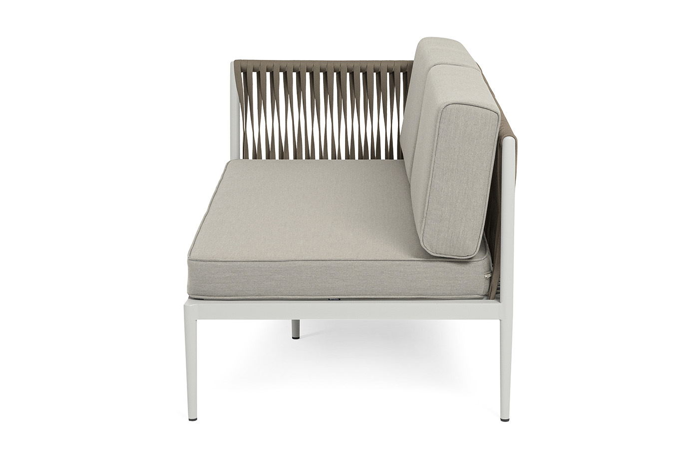 Касабланка правый модуль плетеный из роупа, каркас алюминий светло-серый (RAL7035) муар, роуп серо-коричневый 23мм, ткань бежевая 15052 фото 4