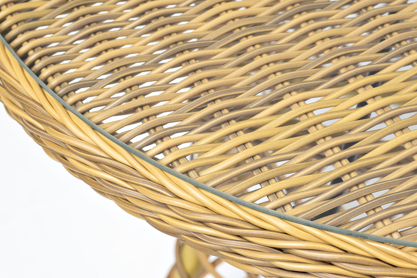 Эспрессо плетеный круглый стол, диаметр 80 см, цвет соломенный фото 4