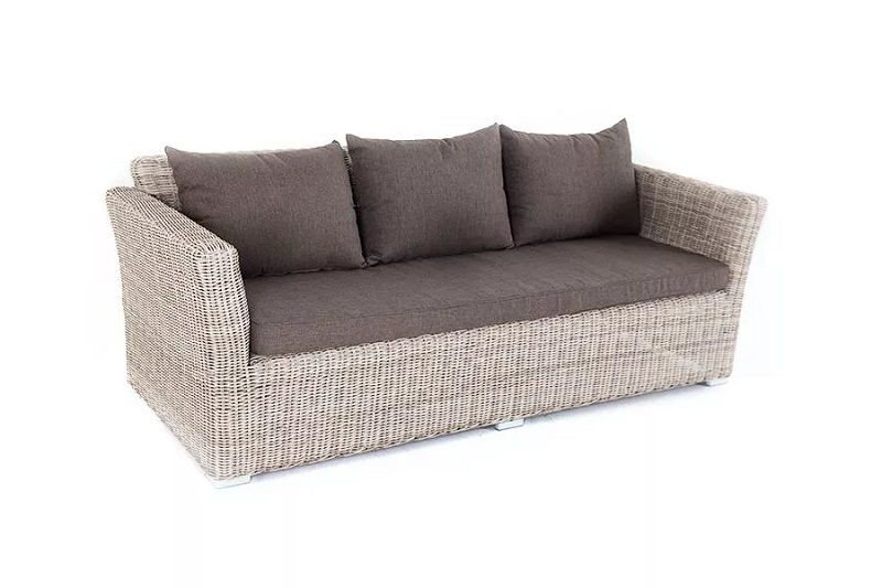 Диван трехместный Капучино 4SIS из искусственного ротанга, цвет бежевый фото 2