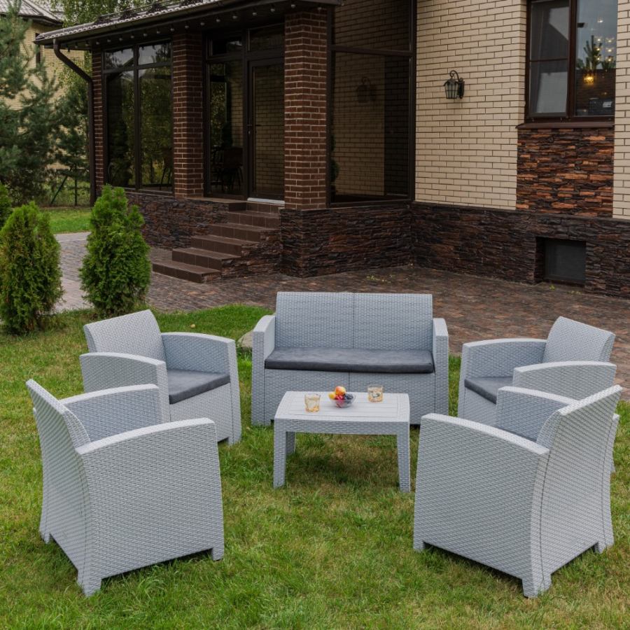 Обеденный комплект Lana L Royal Family из пластика, цвет светло-серый фото 1