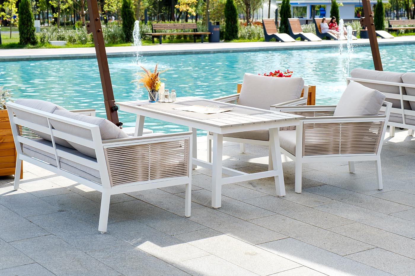 Сан Ремо стол обеденный из ДПК, каркас алюминиевый фото 3