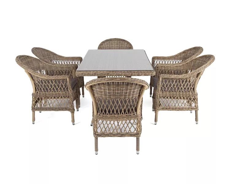 Обеденная группа Амароне 4SIS из искусственного ротанга, цвет соломенный фото 4