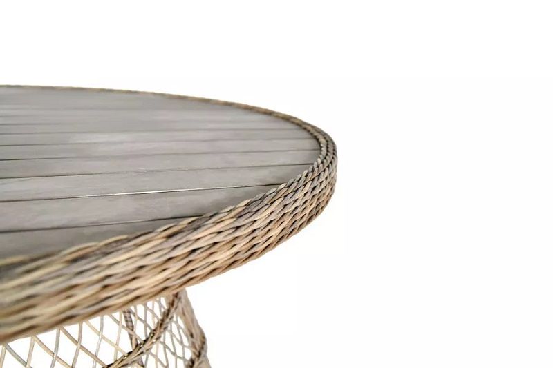 Плетеный обеденный стол Неаполь 4SIS из искусственного ротанга, цвет серо-соломенный фото 3