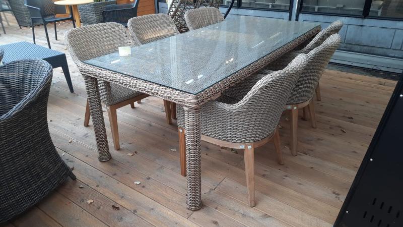 Комплект обеденной мебели Ontario-Catherine Brafritid коричневый/бежевый, тик/искусственный ротанг фото 1