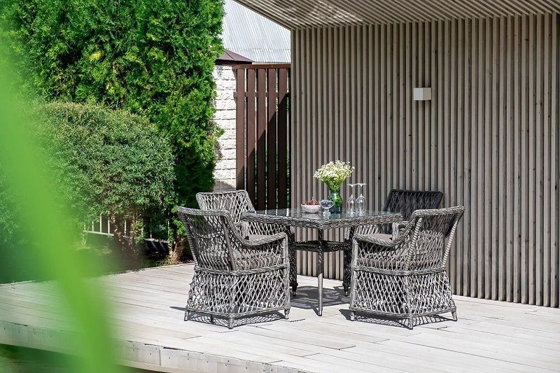 Плетеная обеденная группа Айриш 4SIS из искусственного ротанга, цвет графит фото 3